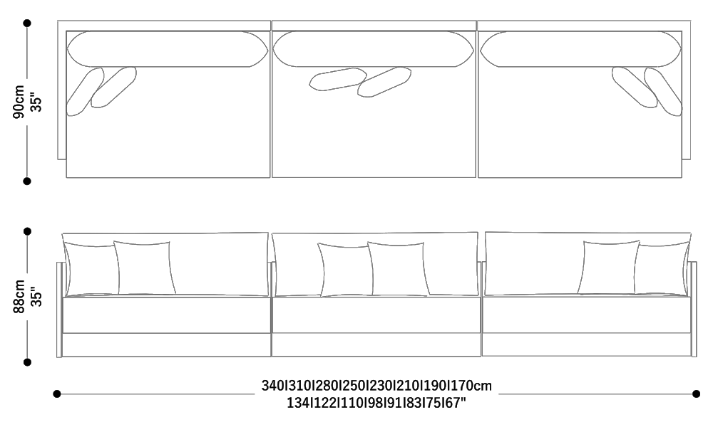 Image of the main dimensions of the product